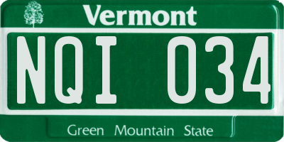 VT license plate NQI034