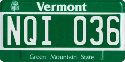 VT license plate NQI036