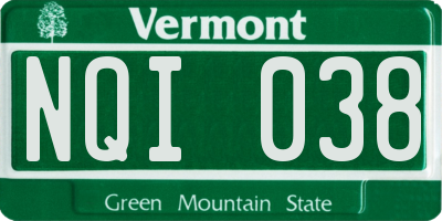 VT license plate NQI038