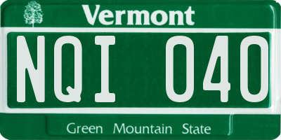 VT license plate NQI040