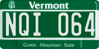 VT license plate NQI064