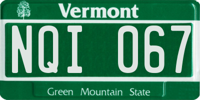 VT license plate NQI067