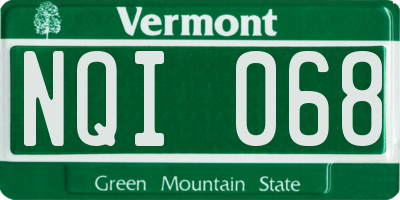 VT license plate NQI068