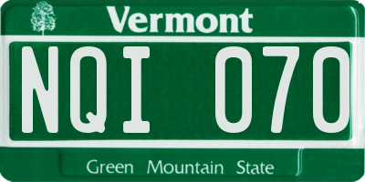 VT license plate NQI070