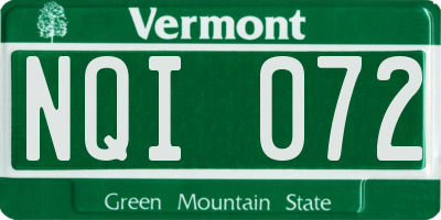 VT license plate NQI072