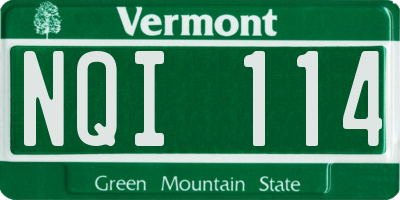 VT license plate NQI114