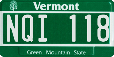VT license plate NQI118