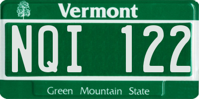 VT license plate NQI122