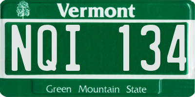 VT license plate NQI134