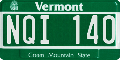 VT license plate NQI140