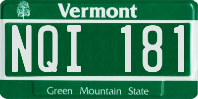 VT license plate NQI181