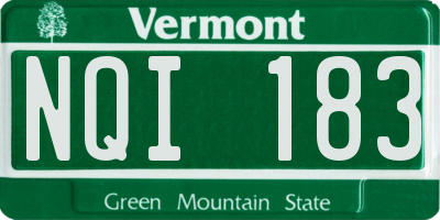 VT license plate NQI183