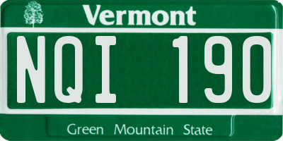 VT license plate NQI190
