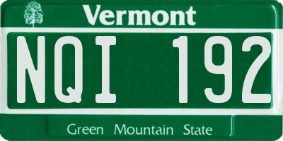 VT license plate NQI192