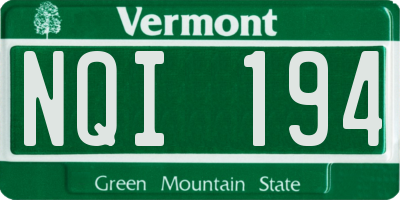 VT license plate NQI194