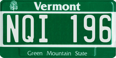 VT license plate NQI196