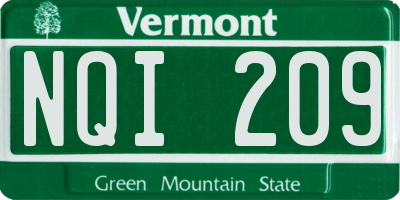 VT license plate NQI209
