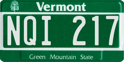 VT license plate NQI217