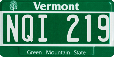 VT license plate NQI219