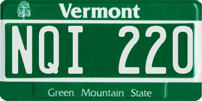 VT license plate NQI220