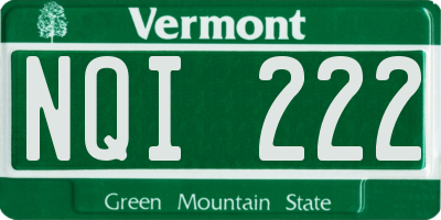 VT license plate NQI222