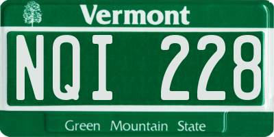 VT license plate NQI228