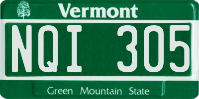 VT license plate NQI305