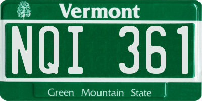 VT license plate NQI361