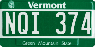 VT license plate NQI374