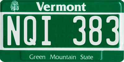 VT license plate NQI383