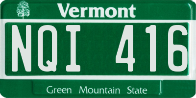 VT license plate NQI416