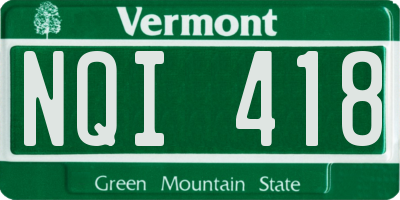 VT license plate NQI418