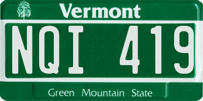 VT license plate NQI419