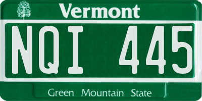 VT license plate NQI445