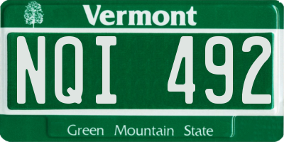 VT license plate NQI492
