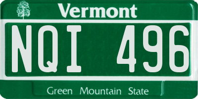 VT license plate NQI496
