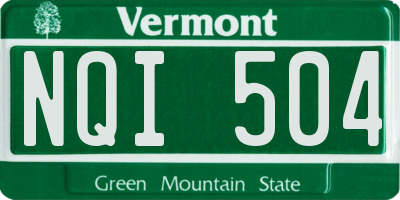 VT license plate NQI504
