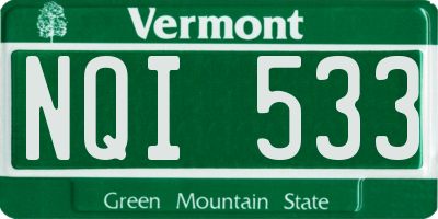 VT license plate NQI533