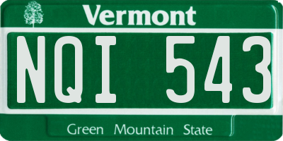 VT license plate NQI543