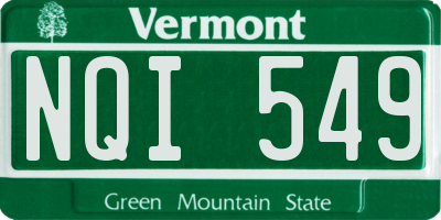 VT license plate NQI549