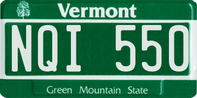 VT license plate NQI550