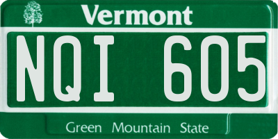 VT license plate NQI605