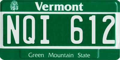 VT license plate NQI612
