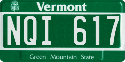 VT license plate NQI617