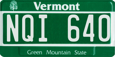 VT license plate NQI640