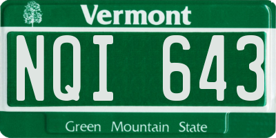 VT license plate NQI643