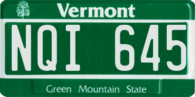 VT license plate NQI645