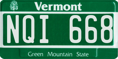VT license plate NQI668