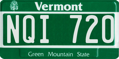 VT license plate NQI720