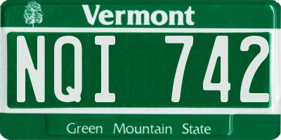 VT license plate NQI742